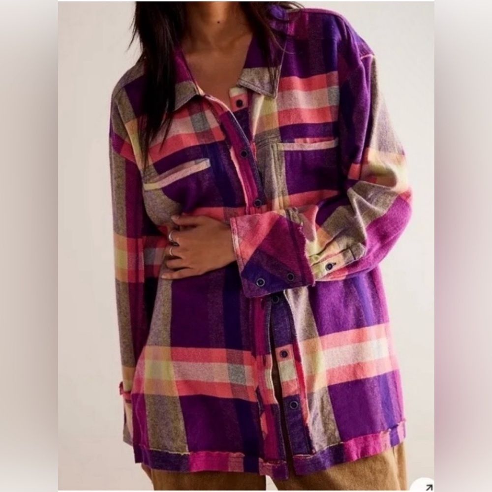Free People We the Free So Long Summer Plaid Top Size XS